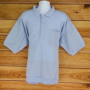 Botany 500 Cable Knit Polo Shirt Men Size 3XL Light Blue Polyester Pocket Collar